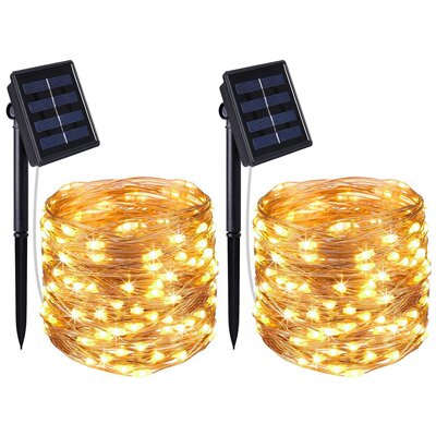 Cross border Electricity supplier Selling 10 rice 100 solar energy Copper wire string lights courtyard waterproof string lights festival waterproof string lights