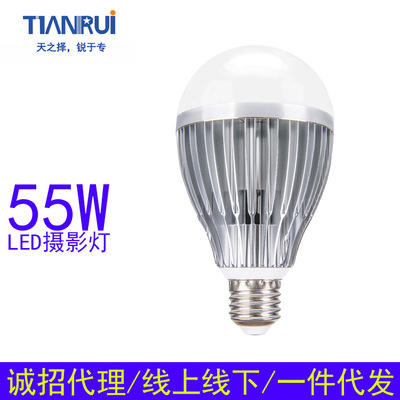 天锐拍摄棚LED摄影灯泡55W适用摄影器材淘宝拍照主播补光一件代发|ms
