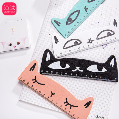 0728 the republic of korea Stationery Ruler lovely Kitty wooden  Straightedge originality Cartoon colour student 15 Centimeter hand scale
