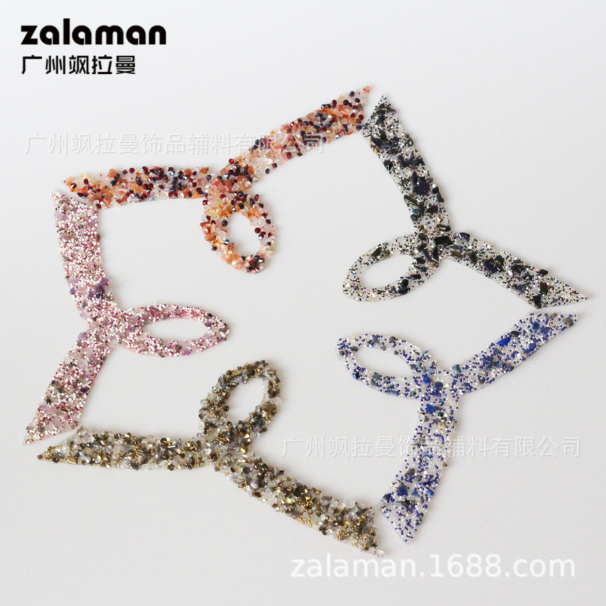 2018新款鞋面烫钻 天然碎石背胶烫图案 烫胶珠鞋饰辅件来样定制