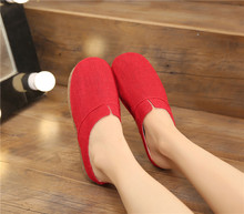 厂家直销森女简单透气麻鞋纯色简约民族布鞋一脚蹬懒人鞋拖鞋爆款