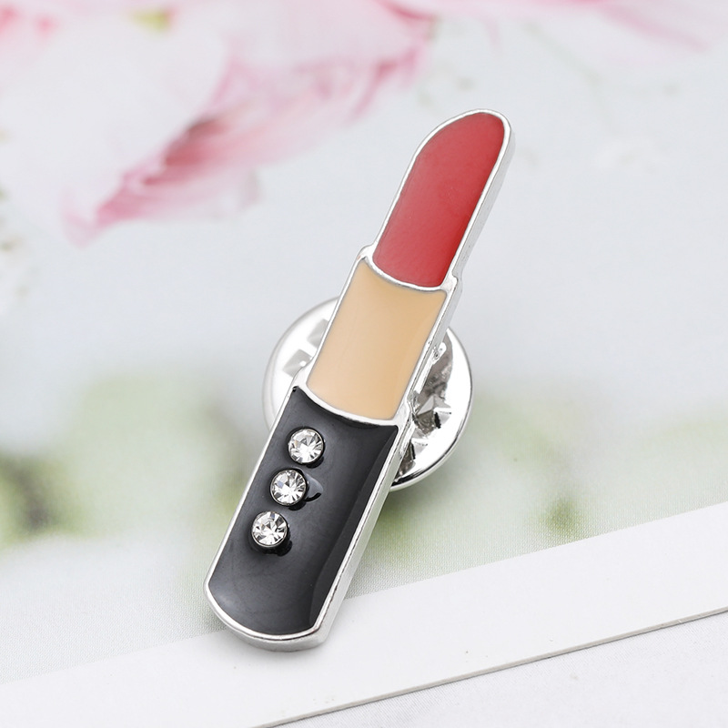 New Fashion Cartoon Diamond Lipstick Lipstick Coating Brooch Nihaojewelry Wholesale display picture 6