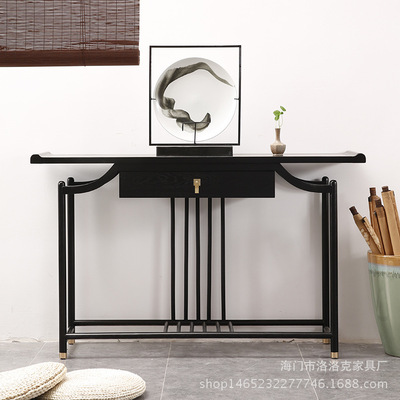 新中式实木禅意玄关台条案 现代简约条桌供桌仿古玄关桌家具定制|ru