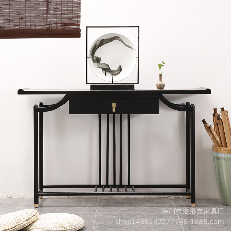 新中式实木禅意玄关台条案 现代简约条桌供桌仿古玄关桌家具定制|ru