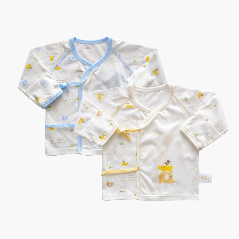 新生儿上衣莫代尔加棉婴儿春夏0-3个月宝宝和尚服内衣（2件装）|ru