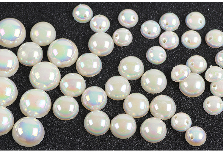 平底半面双孔/无孔水滴珠圆珠ABS半圆仿珍珠环保diy饰品配件批发详情图7