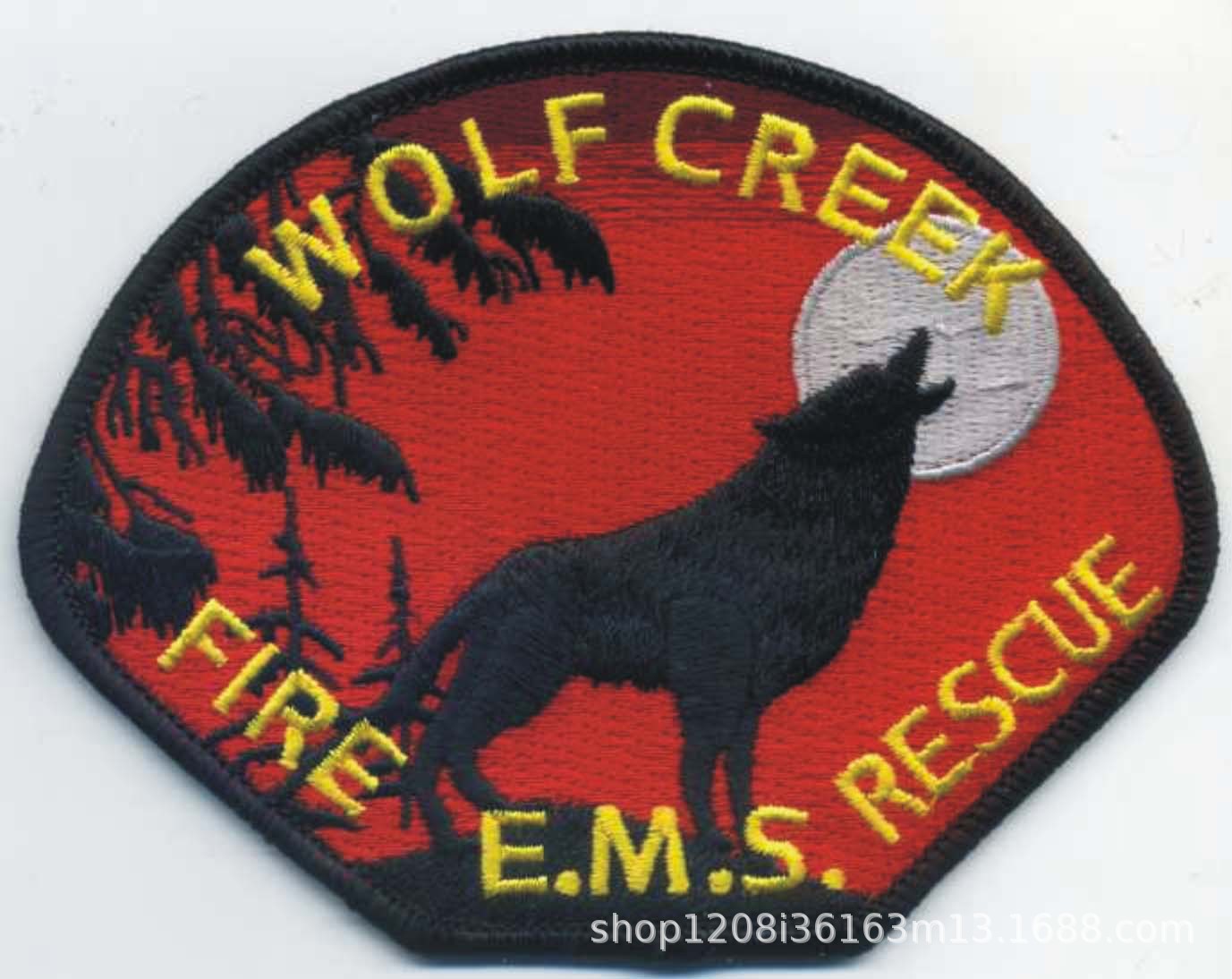 外贸加工火警绣花徽章FIRE POLICE 硬胶绣花章质量保