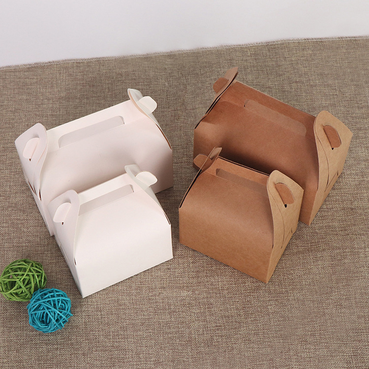 现货 创意手提盒折叠白卡纸盒烘焙蛋糕盒 饼干盒西点包装牛皮纸盒