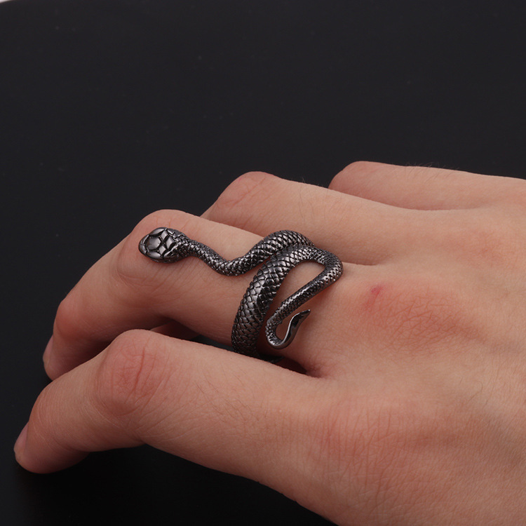 Europe and the United States ring wind exaggerated fashion and personality spirit snake ring coil punk wind ring wholesale 