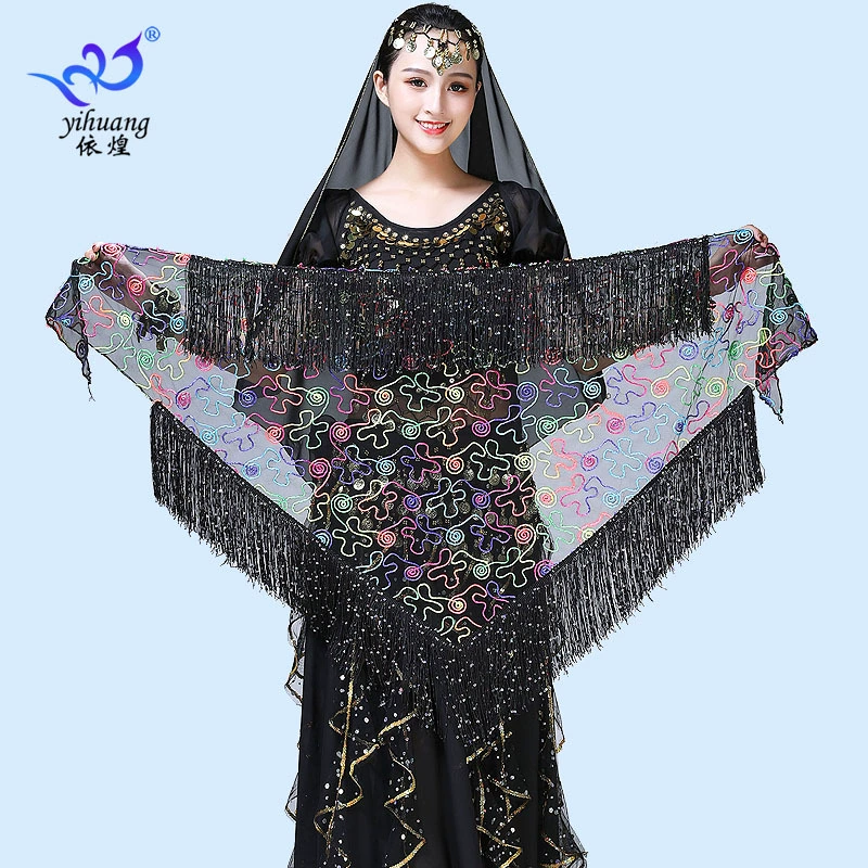 Новая Талия для танца живота цепочка с кисточками треугольный шарф на шнуровке Талия Полотенце с кисточками юбка танцевальная одежда выступление блесток бедра полотенце украшение талии