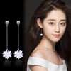 Long earrings, universal crystal with tassels, simple and elegant design, silver 925 sample