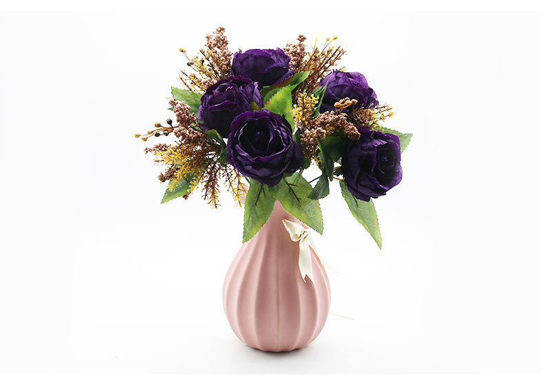 European-style artificial flowers in five colors, high-end artificial flowers, for living room home decoration, wedding, core wrapping, peonies, roses, silk flowers detail image 10