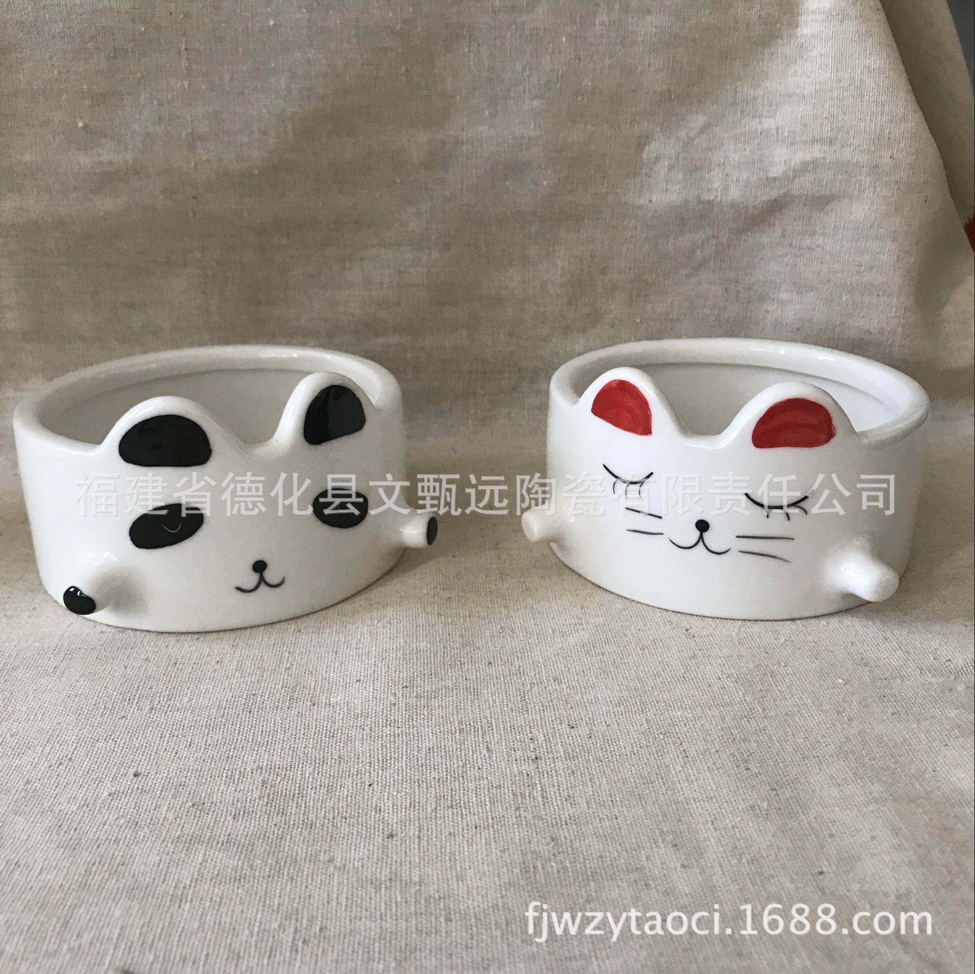 清仓陶瓷工艺品多功能动物收纳筒 收纳罐 全手绘动物烟灰缸