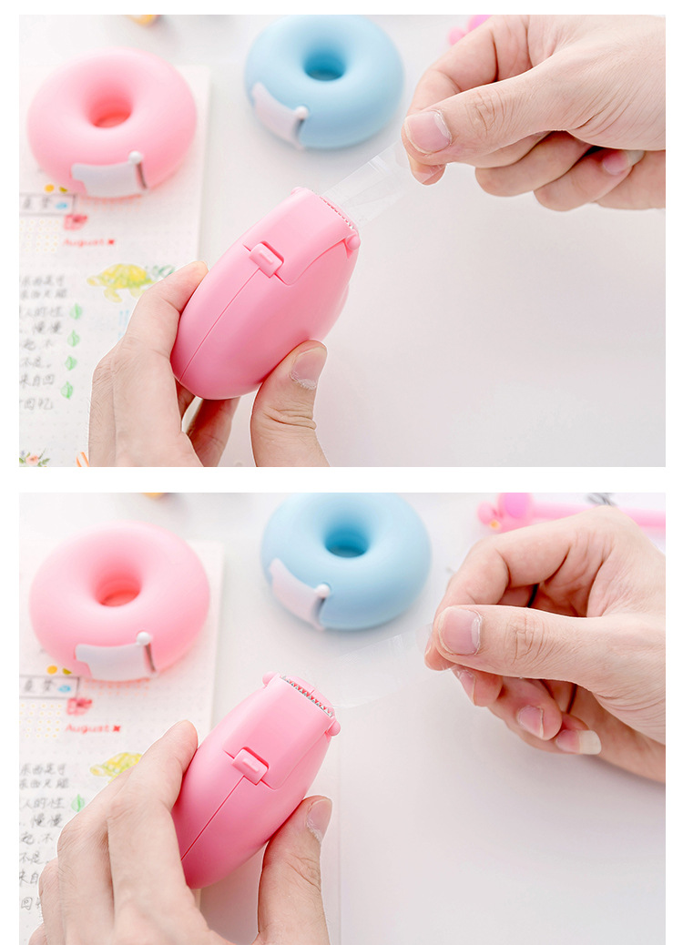 Korean Creative Cartoon Stationery Portable Donut Tape Base Magic Tape Cutter With Small Tape display picture 2