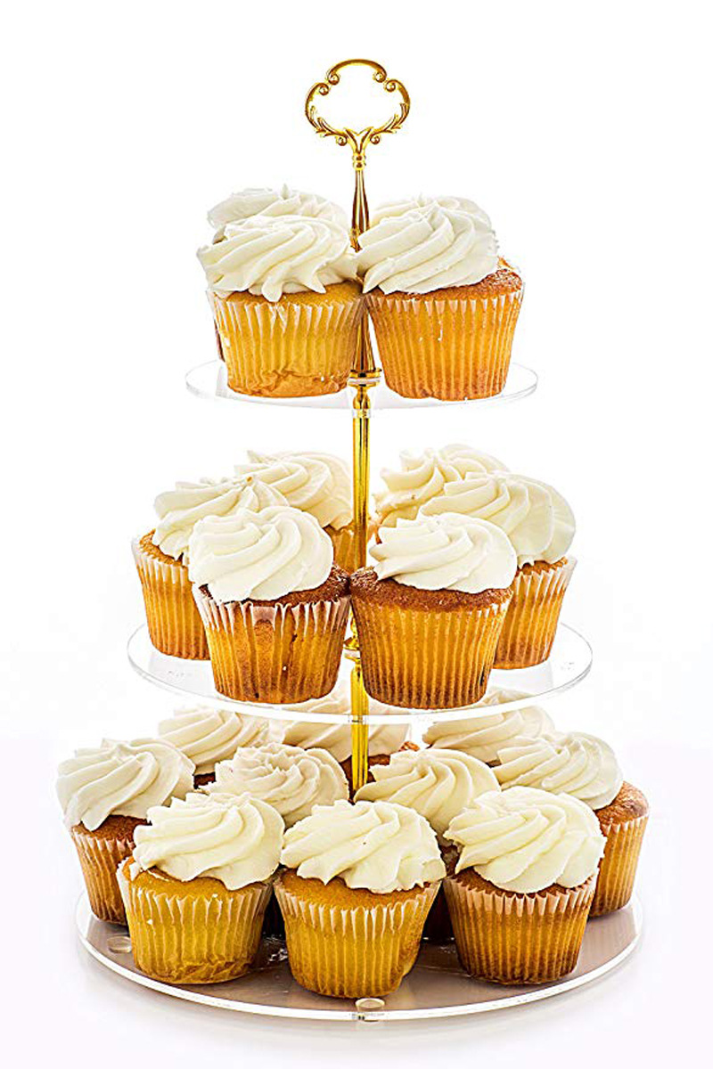 3层手提圆形亚克力蛋糕展示架 甜点摆放架婚礼节日展架cake stand