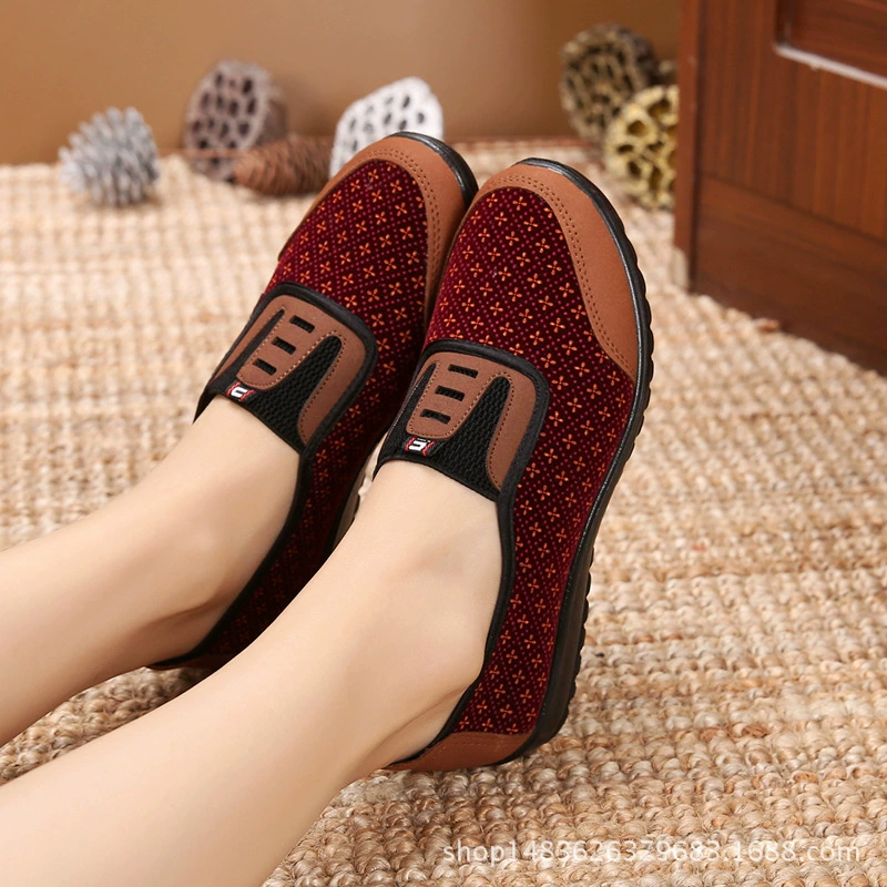 Новая женская обувь Old Beijing, дышащая повседневная женская Однослойная обувь с квадратным носком и низким верхом, нескользящая обувь для мам на мягкой подошве