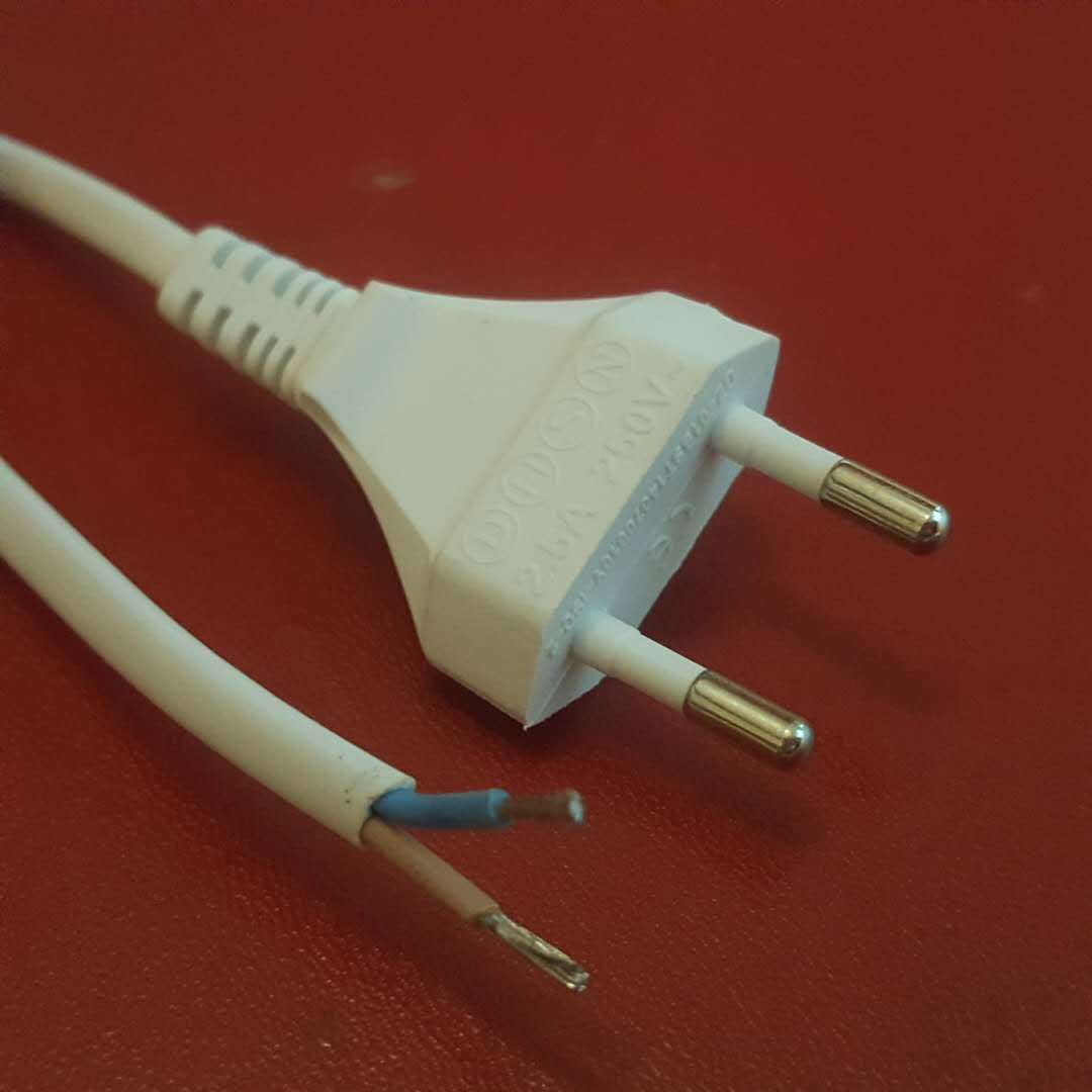 欧洲插头线巴西电源线韩国圆插线白色扁护套欧规适配器电器连接线