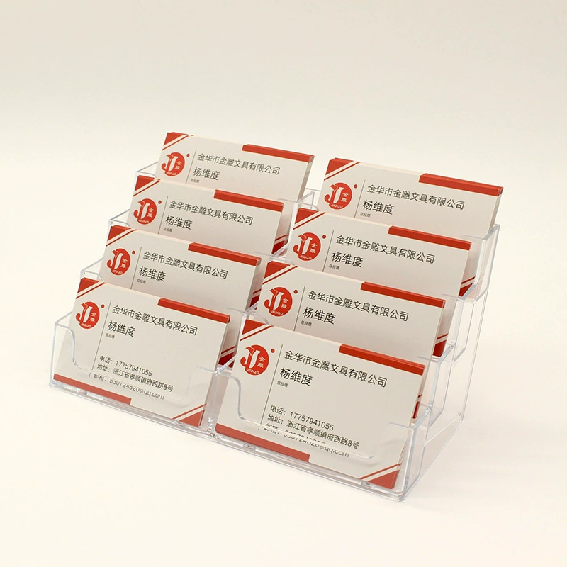 Пластиковый визитница с 8-гранками и восемью решетками, полностью прозрачный одинарный сеткой, настольная визитница/держатель визитных карточек, реклама и печать.