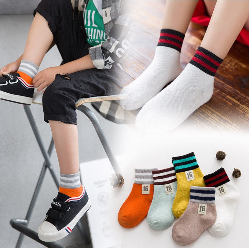 2018 Autumn and winter British style number Striped paragraph children Socks wholesale Combed motion men and women Socks