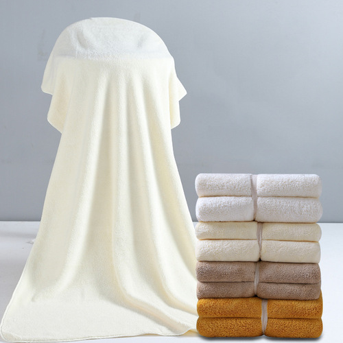 Factory direct supply of adult absorbent bath towel set warp knitted polyester brocade coral velvet bath towel hotel towel bath towel wholesale