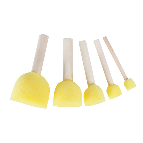 Children's diy graffiti painting brush sponge painting brush kindergarten art early education material wooden handle round mushroom sponge brush