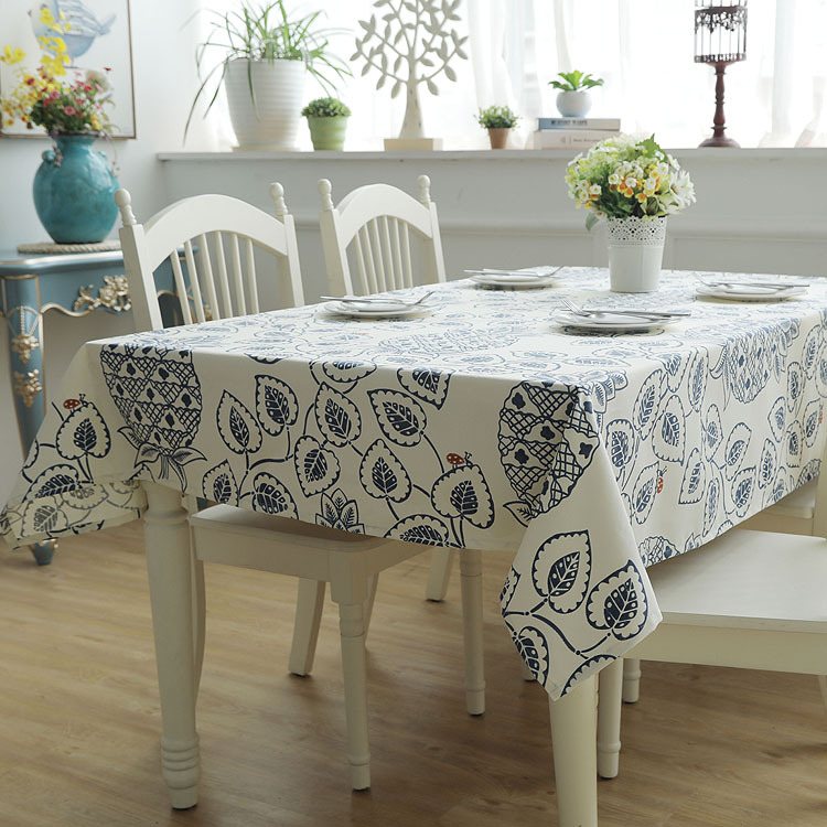 Moderne minimalistische Couchtisch- und Esstischdecke aus doppelgewebtem, dickem Canvas mit Blatt- und Blumenmuster, komplett aus Baumwolle._voghion.com