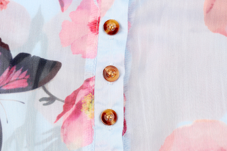 long-sleeved printed button chiffon shirt NSZH27960