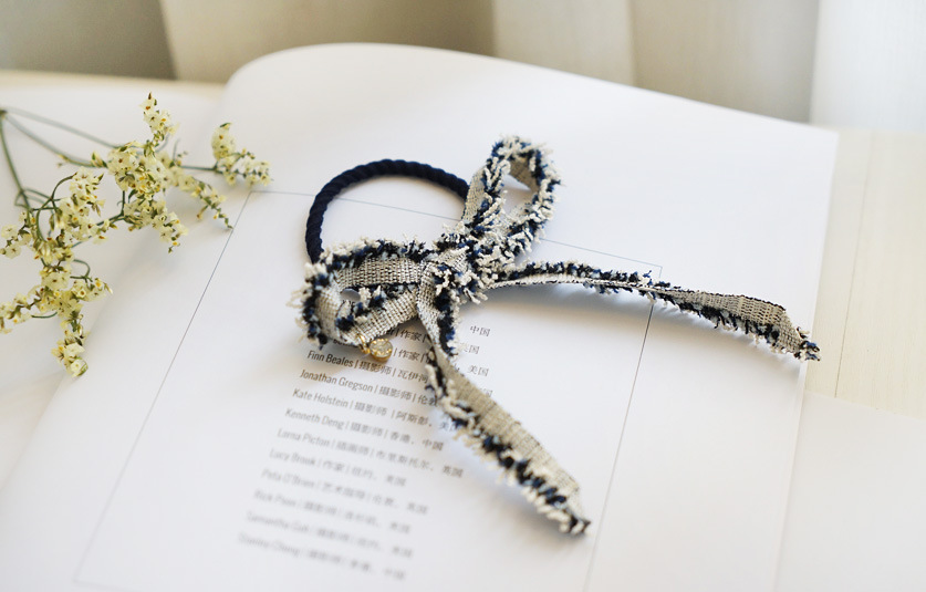 Rhinestones Raw Edge Bowknot Rubber Band Hair Tie Korean Style Head Rope Bow Knot Hair Rope display picture 7