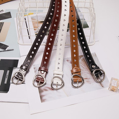 Retro Hollowed Black Heart Ladies Belt for Young Girls with Peach Heart Design, Student Cute Decorative Pants Belt, Versatile and Trendy