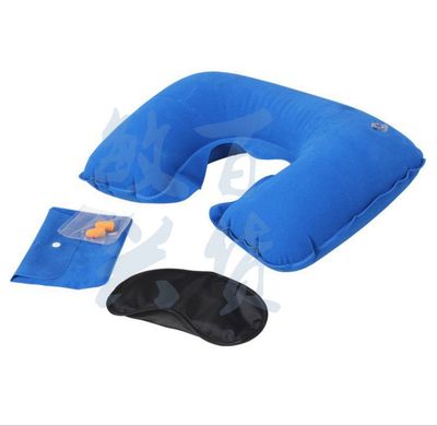 旅游三宝套装 充气U型枕 航空枕 PVC植绒充气枕 旅游航空抱枕批发|ru