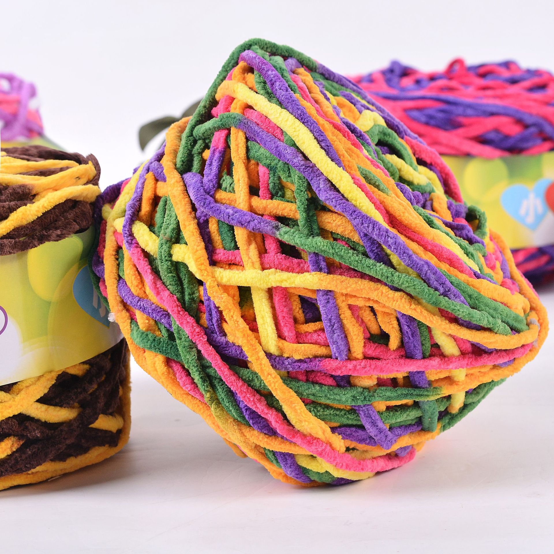 3.8单股花色冰条毛线钩鞋粗线不起球不掉色手编围巾线特价帽子线