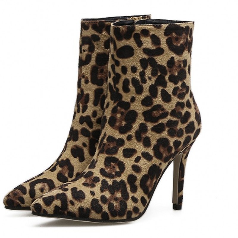 new pointed toe fashion sexy leopard print short boots NSHU35148