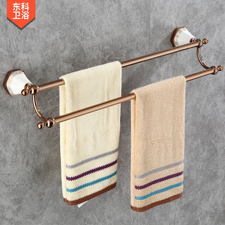 Copper and zinc alloy parallel bars towel rag rack towel rack wall-mounted double-layer simple towel rack towel bar Copper and zinc alloy parallel bars towel rag rack towel rack wall-mounted double-layer simple towel rack towel bar