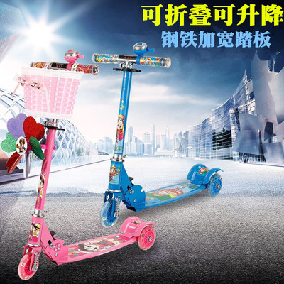 Manufactor children Scooter Three Scooter shock absorption Foldable Flash round Widen floor