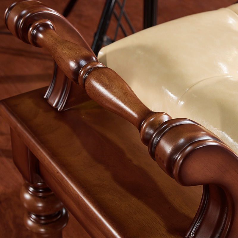 廠家直銷美式 歐式 純實木真皮床尾凳5811#