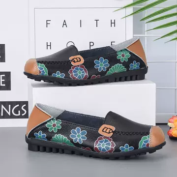 Spring and Autumn New Women's Shoes Leather Printed Shoes Lazy Shoes - ShopShipShake