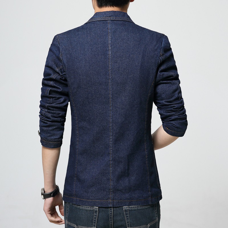 Spring New Men's One Button Denim Suit Korean Style Slim Fit Men's Large Size Denim Suit Top Big Goods