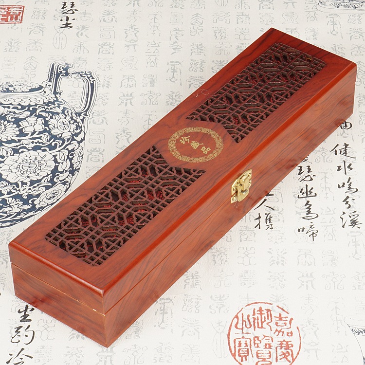 木质首饰包装盒复古毛笔玉器玉石手链珠宝首饰盒项链包装盒批发