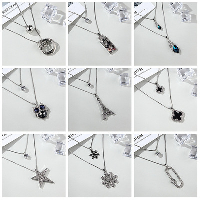 Korean Edition new pattern fashion Autumn and winter personality have more cash than can be accounted for Versatile double-deck Clover sweater chain Necklace Simplicity Jewelry