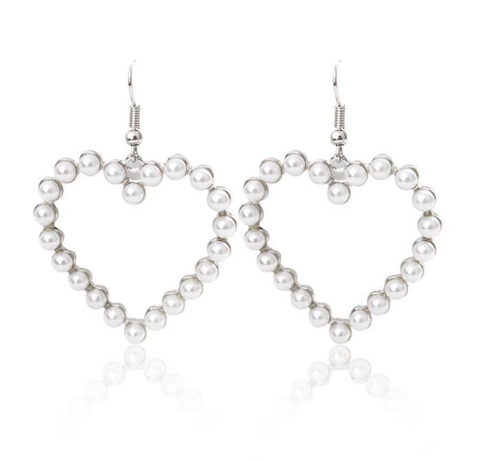 1 Pair Quantity Daily Occasion Alloy Material 1 Pair Simple Style Heart Shape Alloy Inlay Pearl Women's Earrings