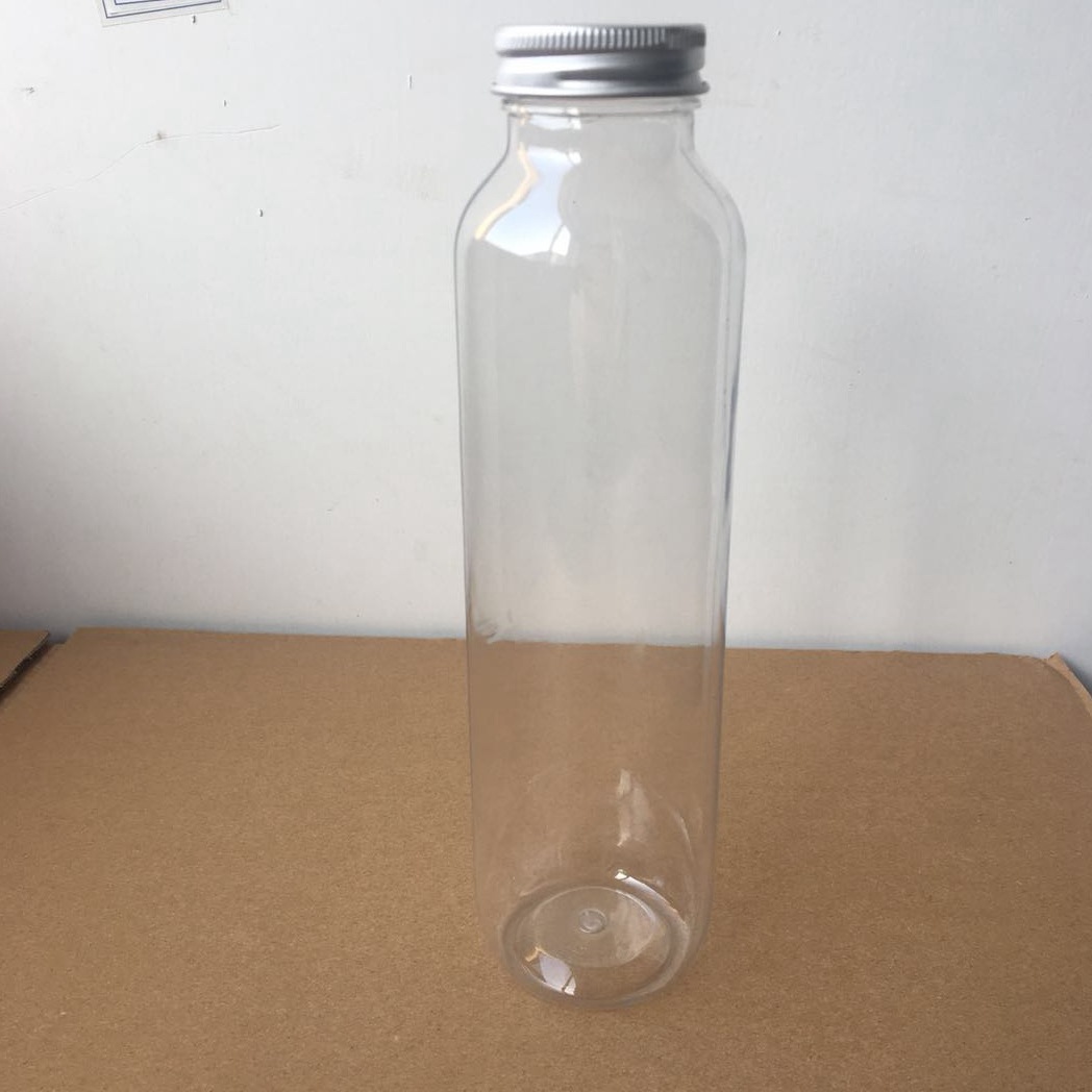 400ml 铝盖果汁瓶 透明塑料瓶 圆柱形花茶水果茶(LG024)