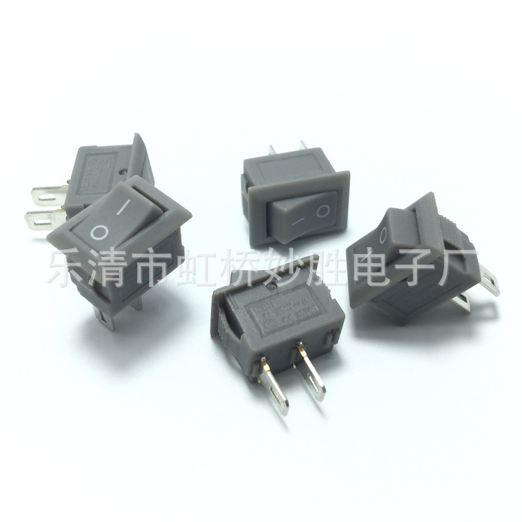 KCD11两脚两档10*15船型开关全灰色 2脚2档跷板电源小开关