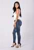 ladies jeans Europe and large size fashion hole denim long pants