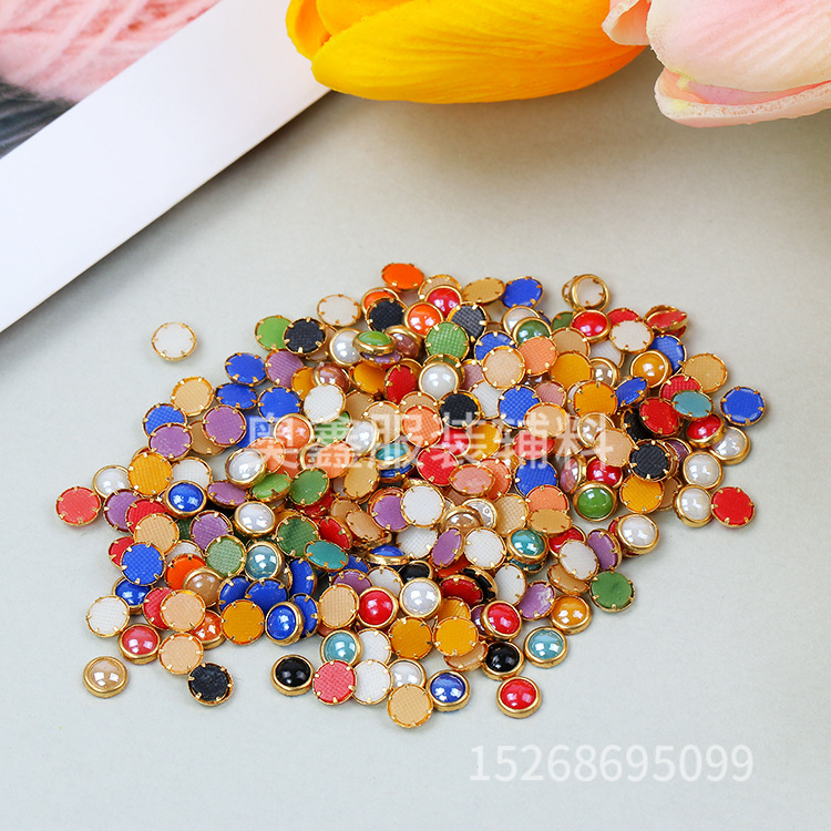 环保优质5mm包边陶瓷混彩烫图烫钻 美甲铆钉饰品配件 厂家批发