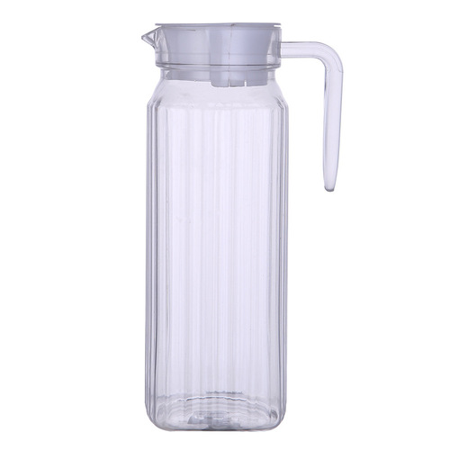 PC Zahu Acrylic Striped Pitcher, Plastic Cold Water Kettle, Transparent Cool Water Jug, Octagonal Pot, Juice Container, Floral Tea Pot