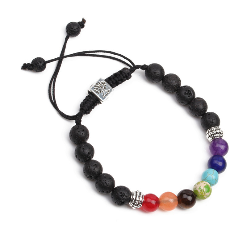 Sieben Chakra Gewebte Balance Perlen Yoga Baum Des Lebens Armband display picture 2