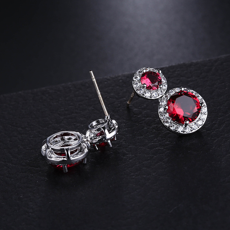 Daily Occasion Copper Alloy Material 1 Pair Simple Style Shiny Round Plating Inlay Copper Alloy Zircon White Gold Plated Drop Earrings
