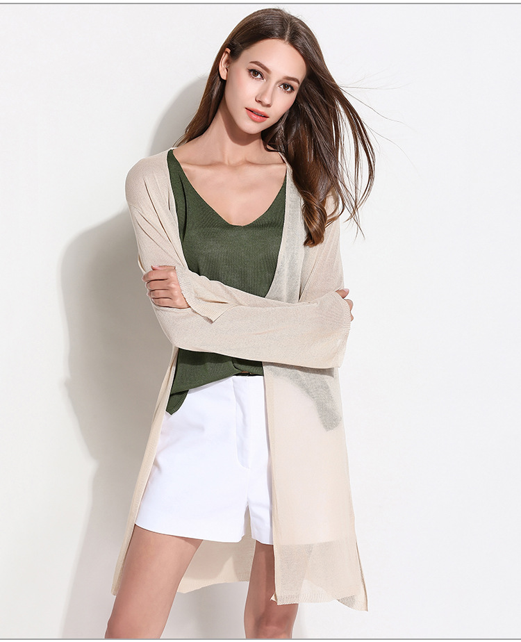 spring fashion solid color long knit sweater coat  NSYH34208