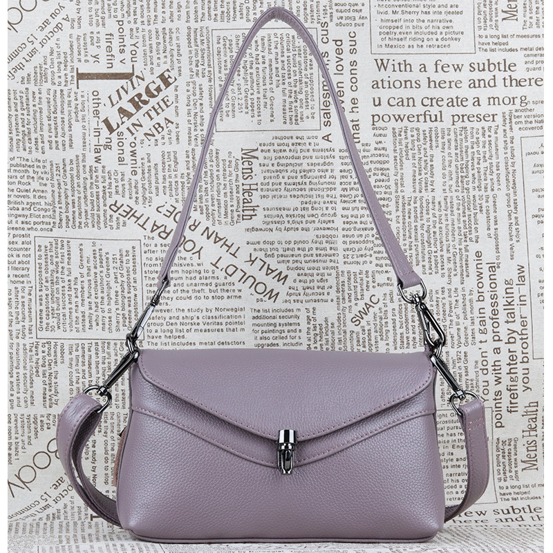 Women's Shoulder Bag First Layer Cowhide Fashion Lock Women's Bag Flip Zipper Small Square Bag One Piece Drop Shipping