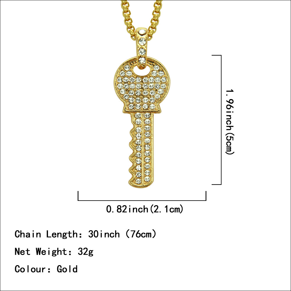 Fashion Full Diamond Key Pendant Necklace Alloy Necklace display picture 2